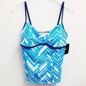 Nike Swim White and Blue Chevron Tankini